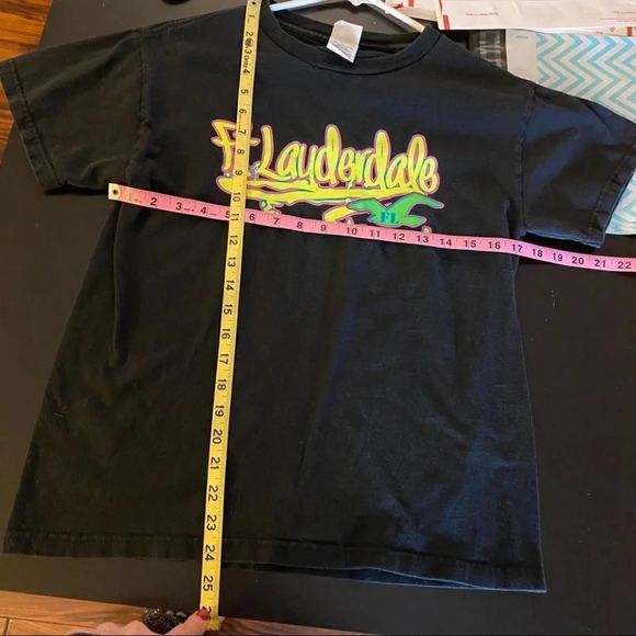 Vintage 90s Tshirt Mens Size Small Unisex Neon Black Ft Lauderdale Print Tee T - Picture 6 of 7